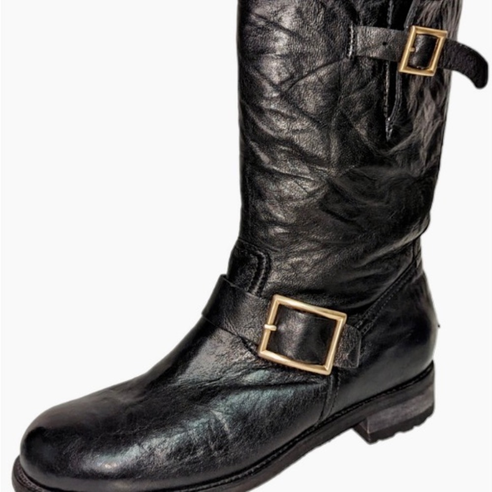 Jimmy Choo Moto Leather and Fur lined Boots